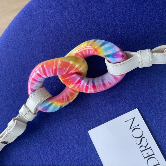 JW Anderson Women's White Leather Tie dye Chain Anchor Crossbody Purse Bag - Picture 3 of 12